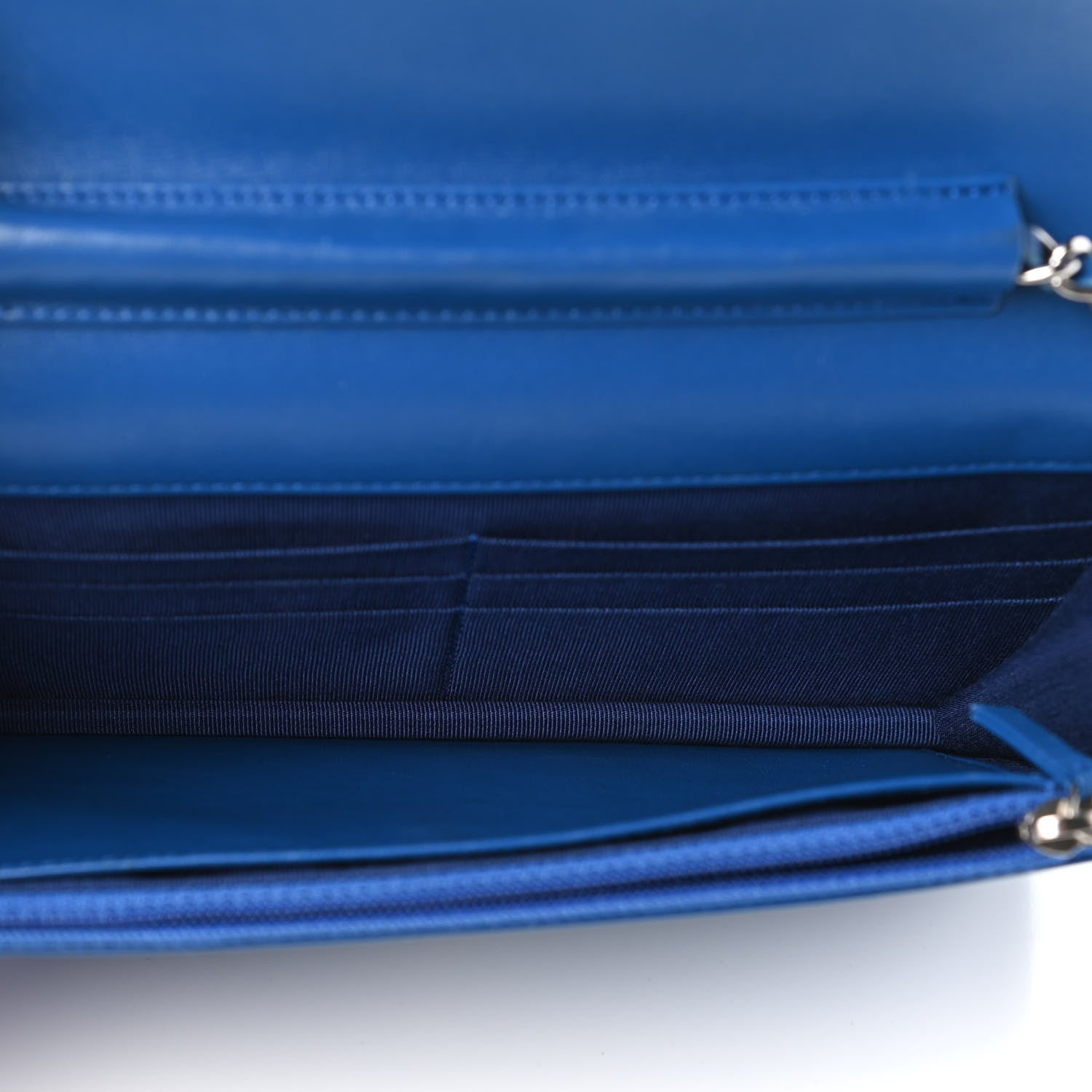 Chanel Patent Quilted Wallet On Chain WOC Dark Blue 4 of 9