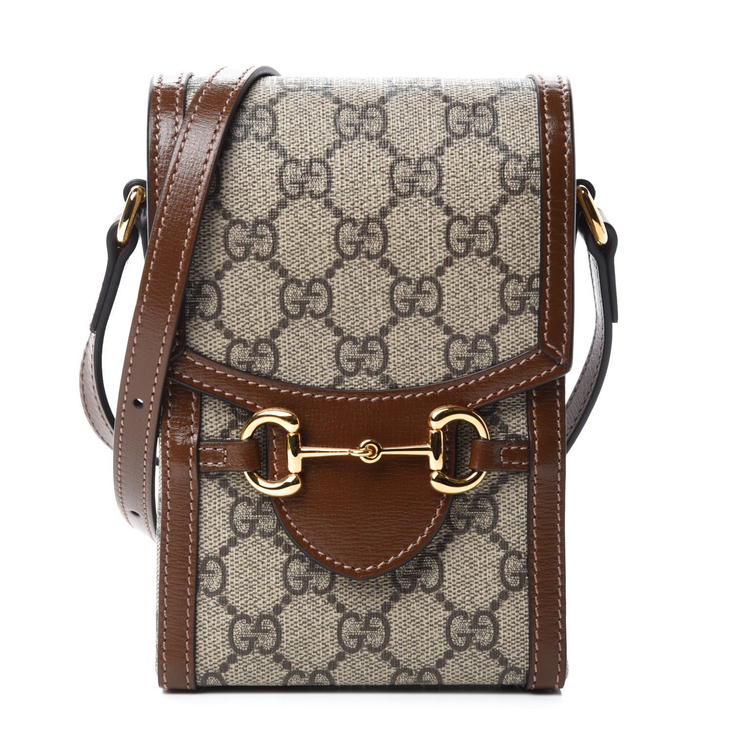 Gucci GG Supreme Monogram Mini Horsebit 1955 Crossbody Bag Beige Brown Sugar 1 of 11