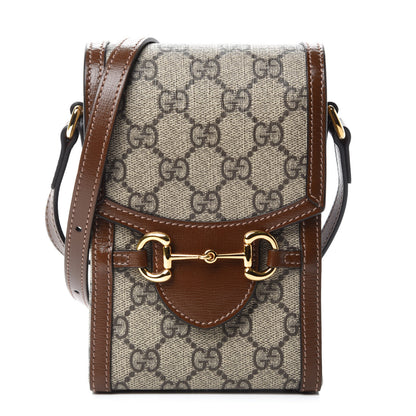 Gucci GG Supreme Monogram Mini Horsebit 1955 Crossbody Bag Beige Brown Sugar 1 of 11