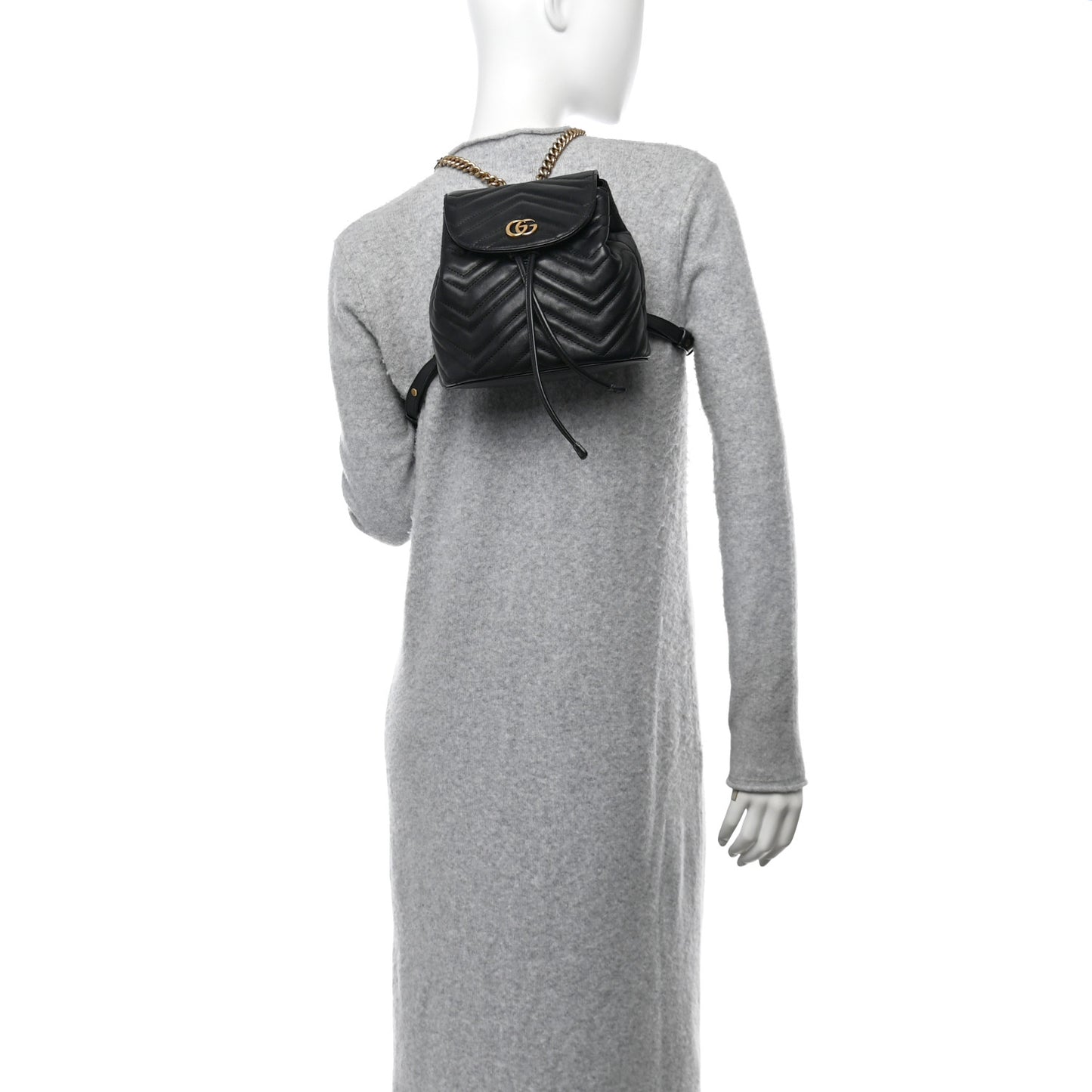 Calfskin Matelasse GG Marmont Flap Backpack Black