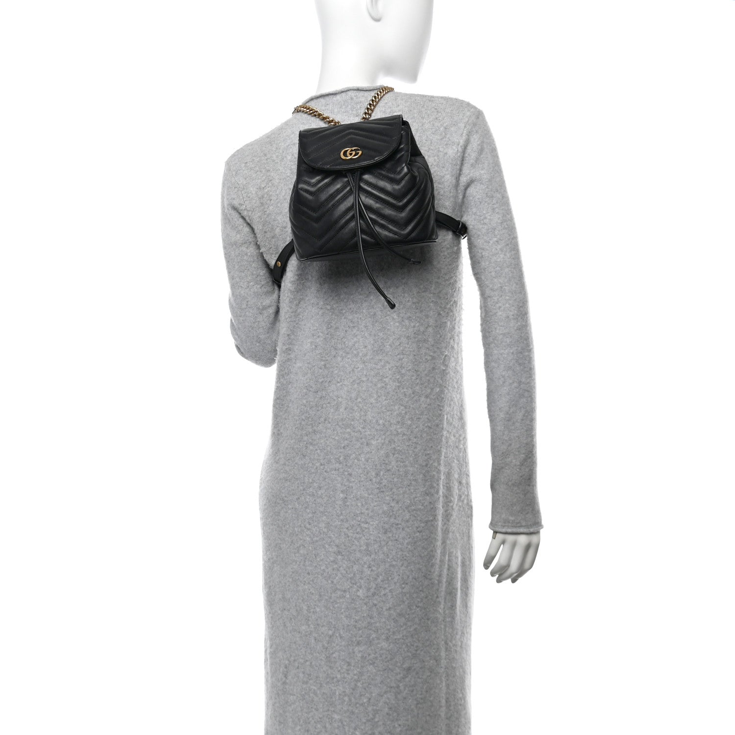 Gucci Calfskin Matelasse GG Marmont Flap Backpack Black 2 of 10