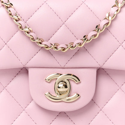 Chanel Lambskin Quilted Mini Top Handle Rectangular Flap Pink 9 of 12