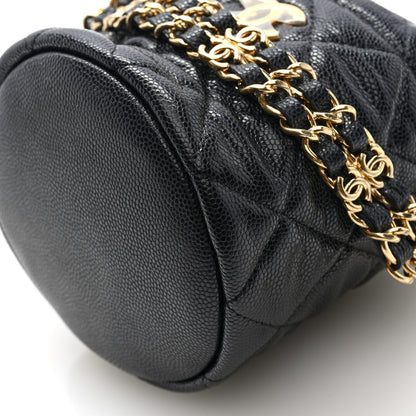 Chanel Caviar Quilted Coco First Bucket Clutch With Chain Black 10 of 10