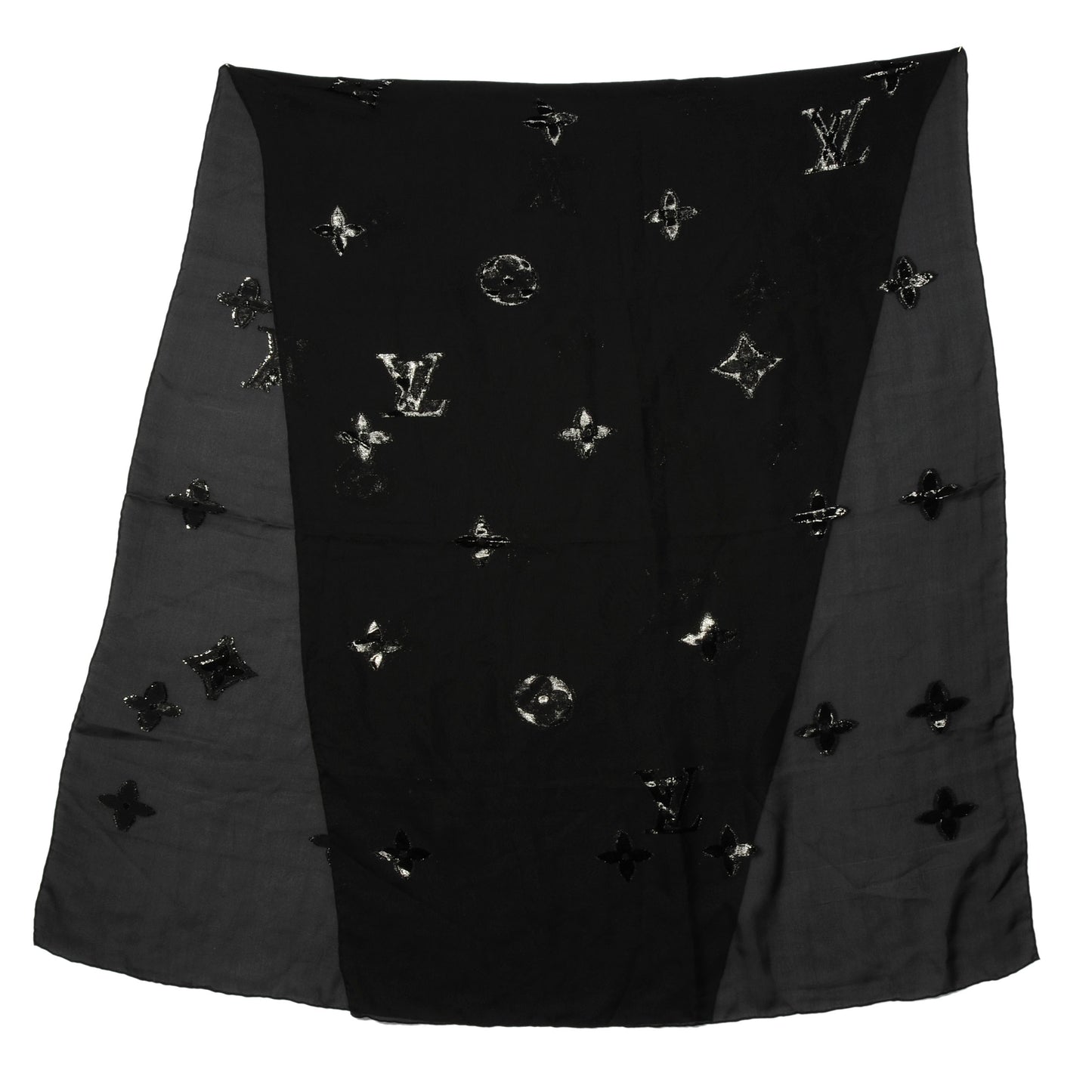 Monogram Silk Glitter Stole Black