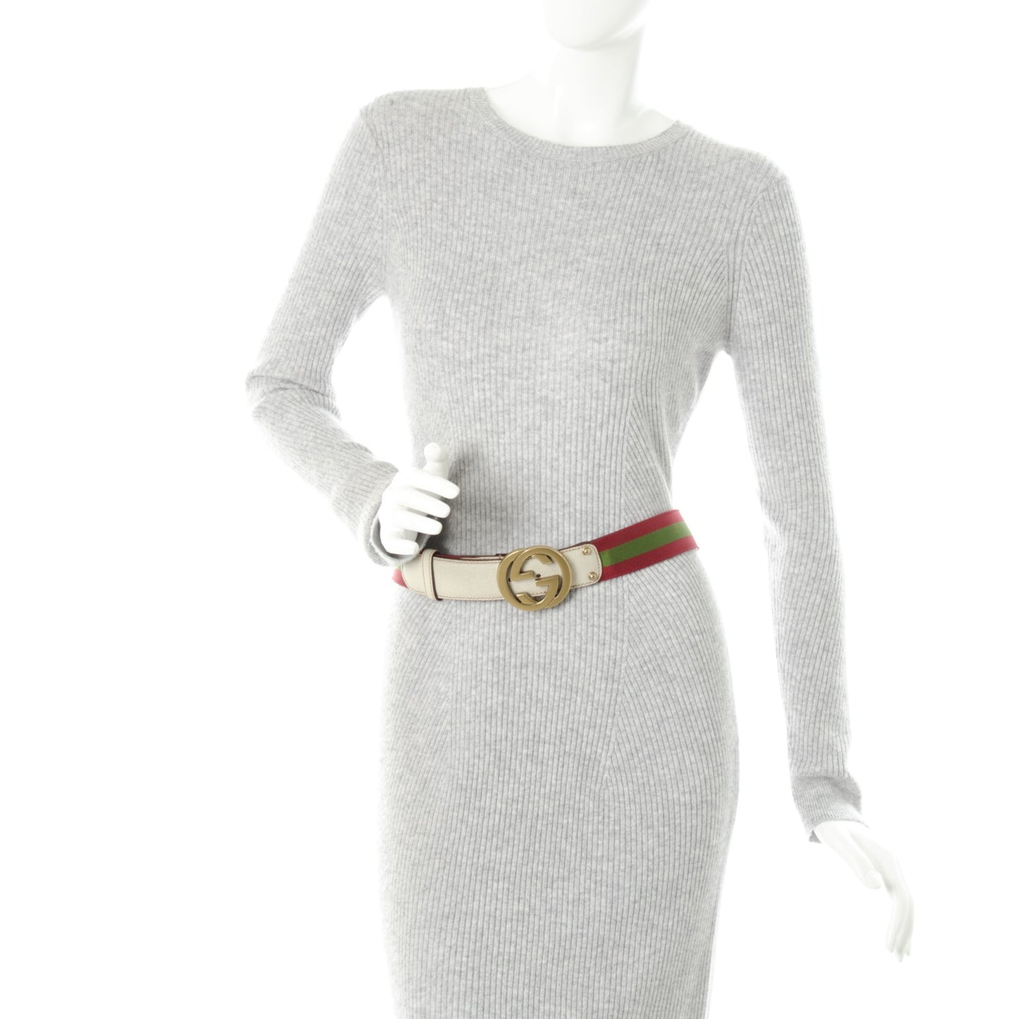 Calfskin Canvas Web Interlocking G Belt 90 36 Off White