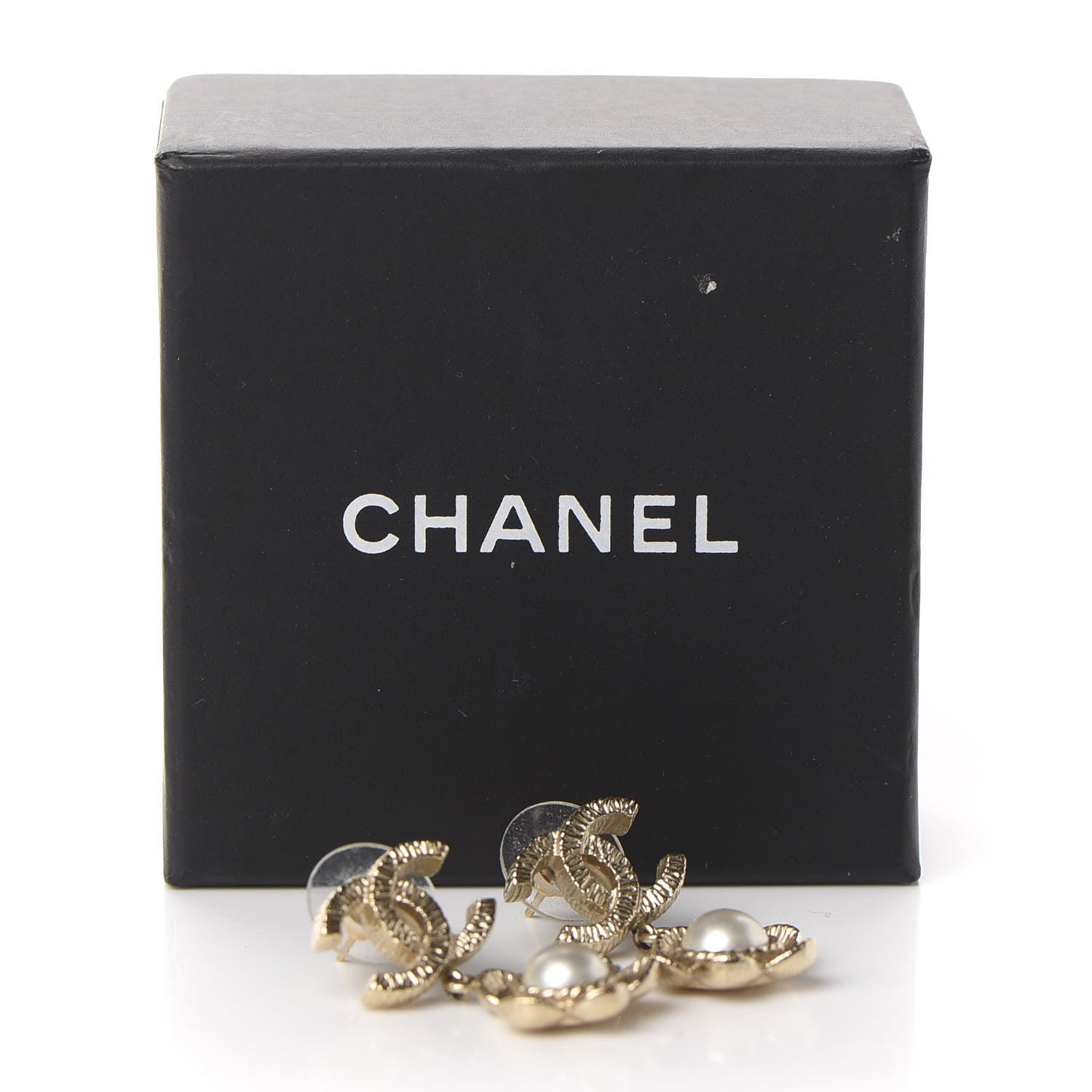 Chanel Pearl CC Camellia Earrings Gold 5 of 5