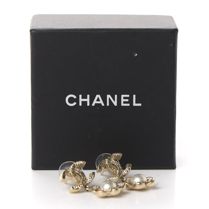 Chanel Pearl CC Camellia Earrings Gold 5 of 5