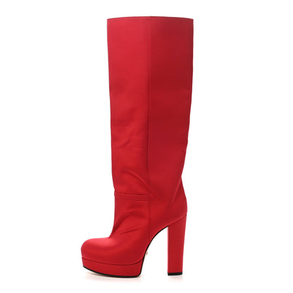 Gucci Twill Larius Knee High Boots 35 Heron Red 1 of 8