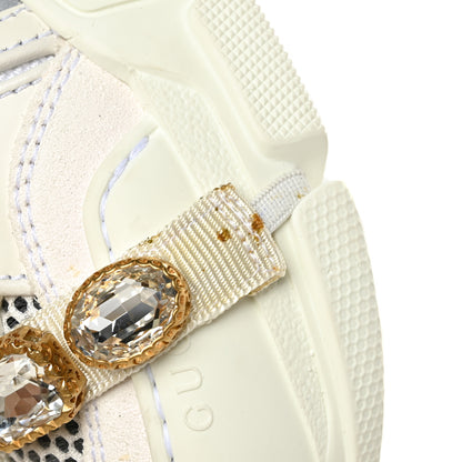 Gucci X SEGA Mesh Calfskin Suede Removable Crystals Womens Flashtrek Sneakers 36 Great White 8 of 9