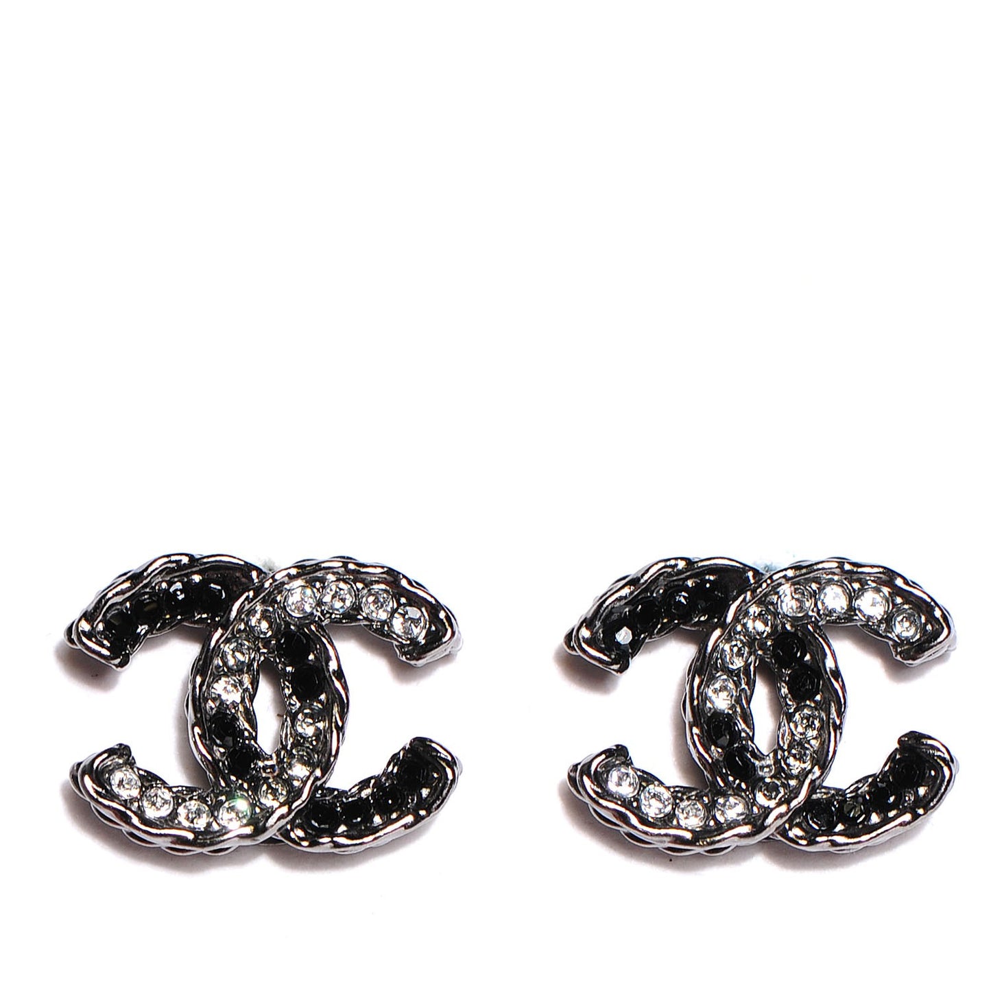 Crystal CC Earrings Ruthenium Black