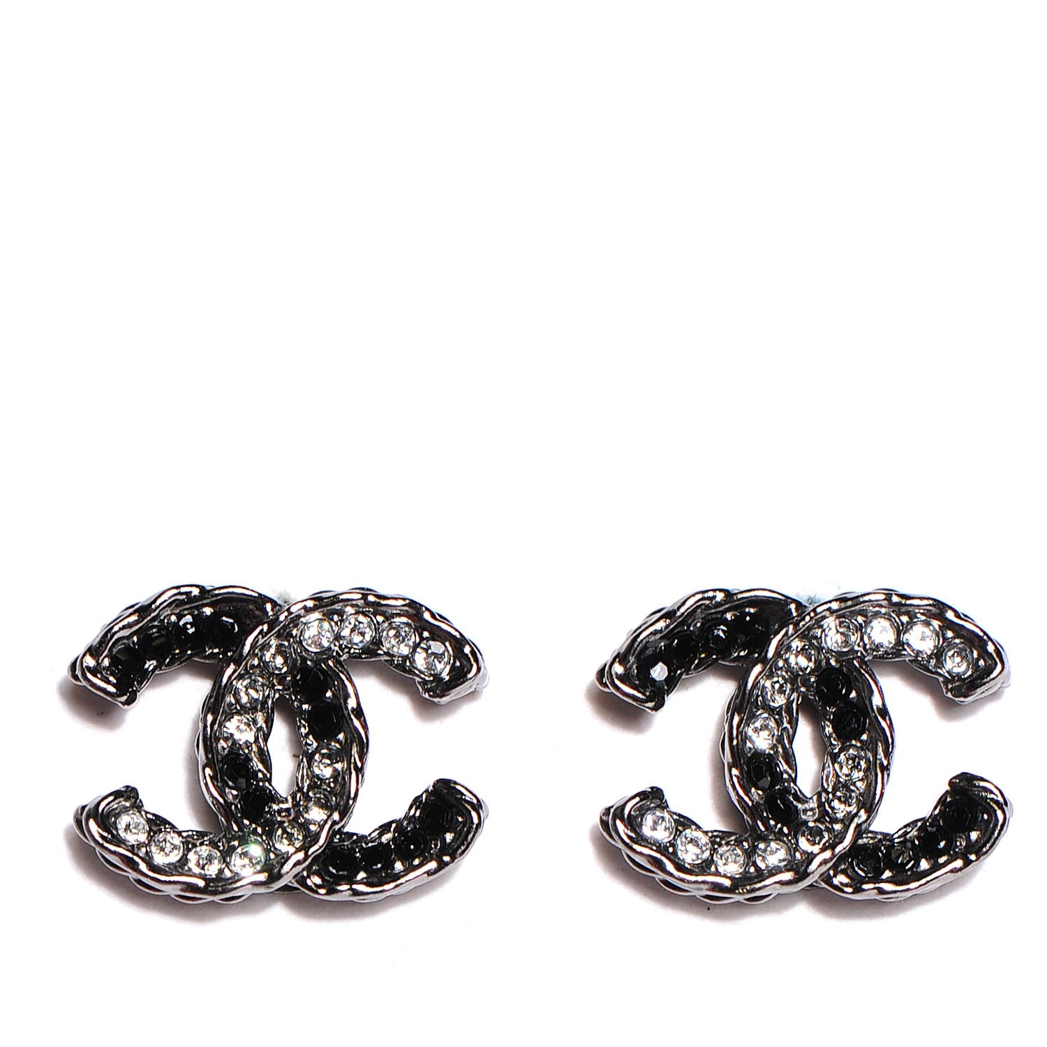 Chanel Crystal CC Earrings Ruthenium Black 1 of 5