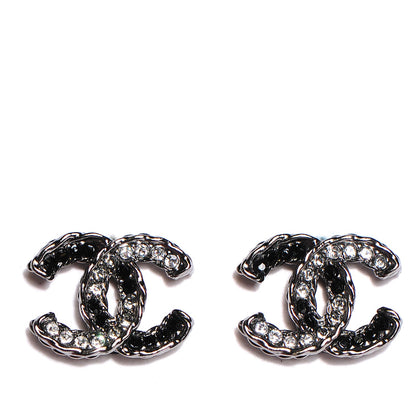 Chanel Crystal CC Earrings Ruthenium Black 1 of 5