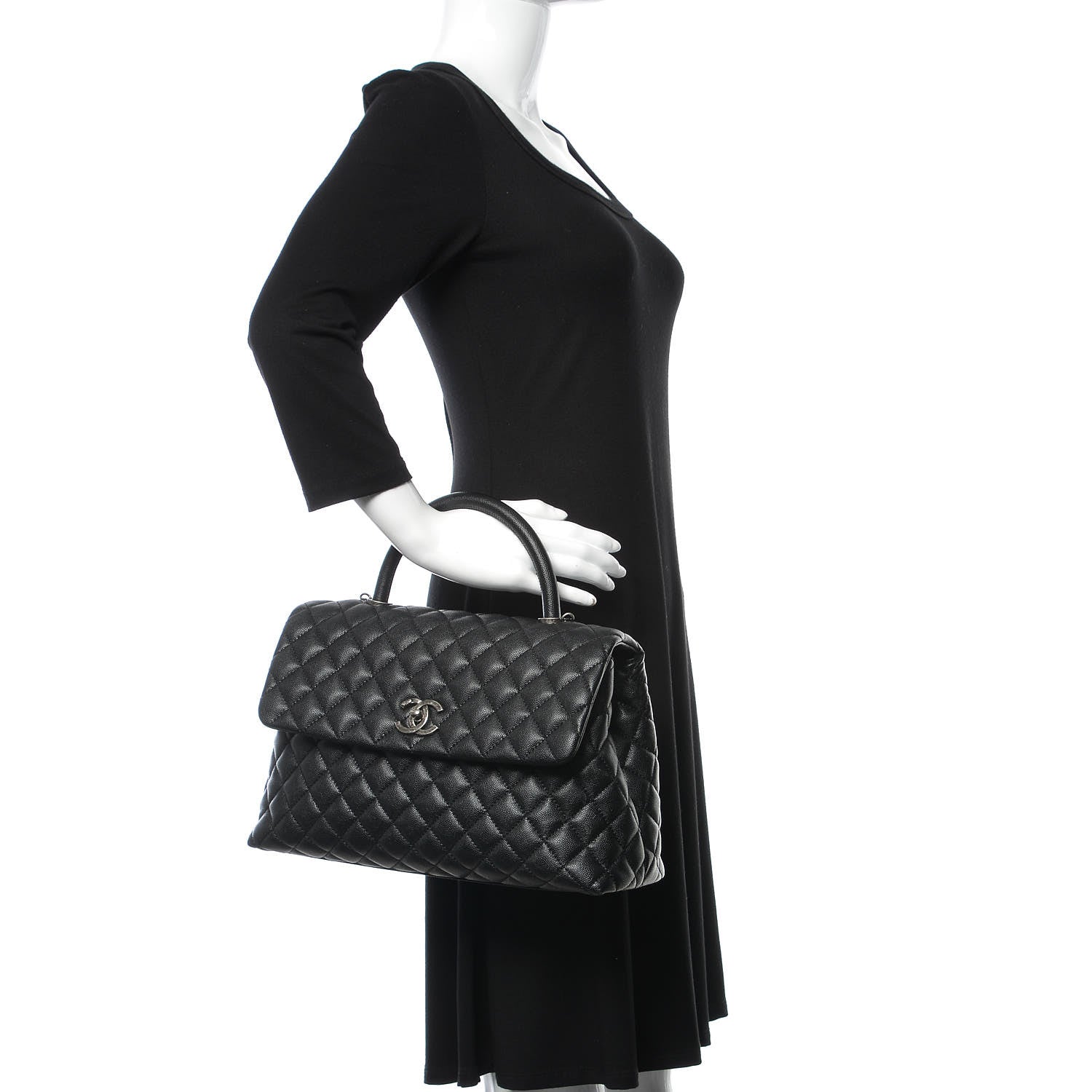 Chanel Caviar Quilted Medium Coco Handle Flap Black 3 of 10