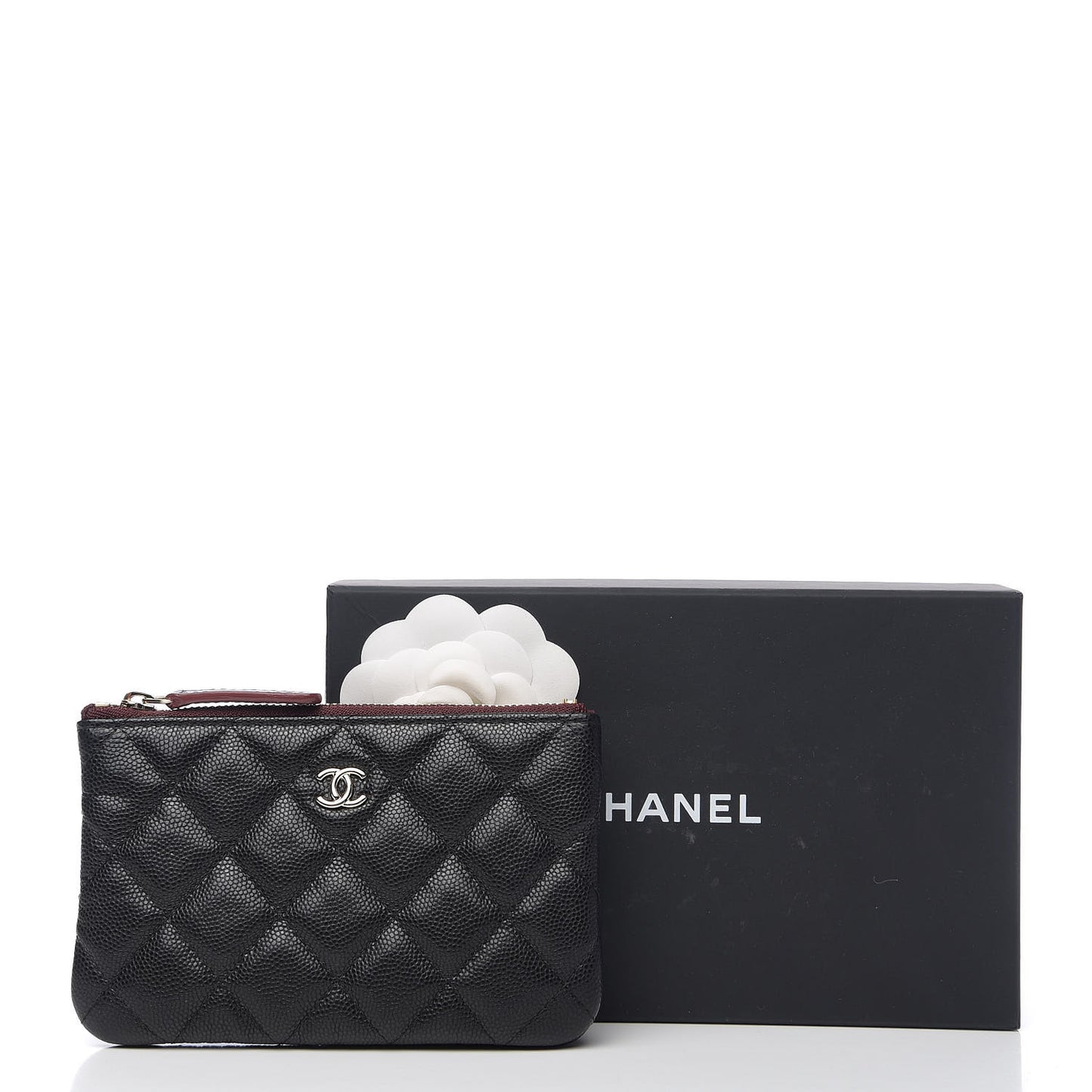 Caviar Quilted Small Cosmetic Case Black