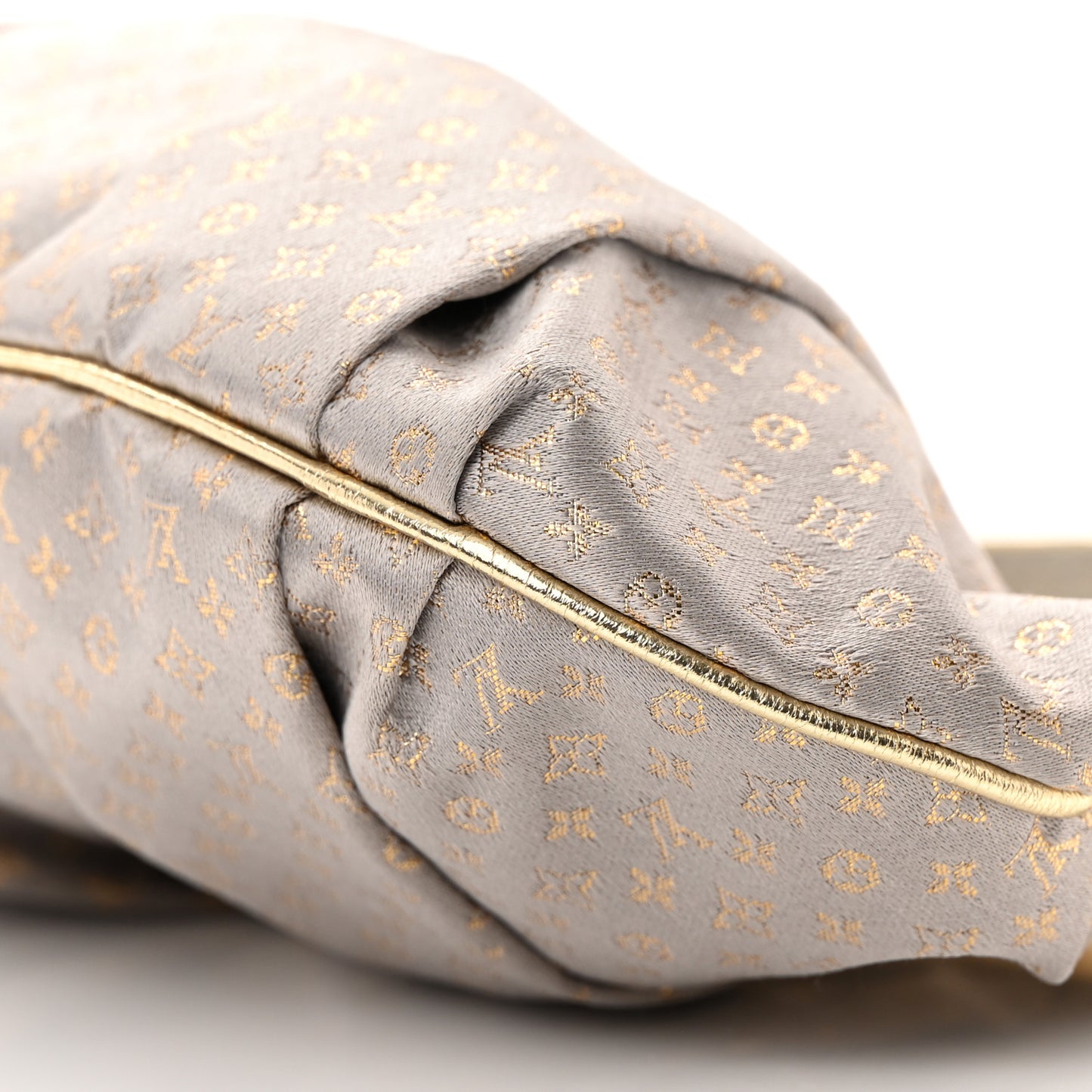 Satin Monogram Aumoniere Clutch Silver