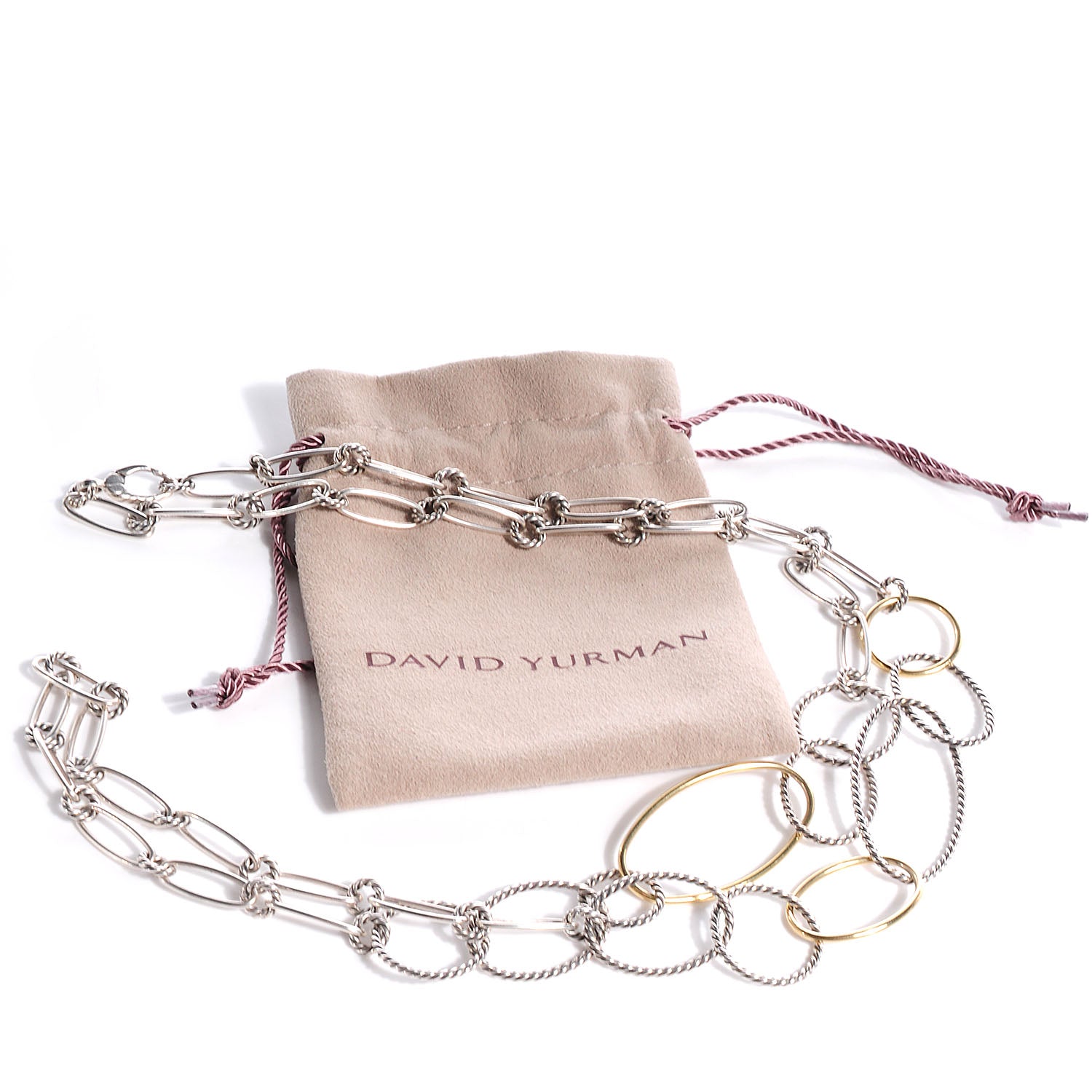 David Yurman Sterling Silver 18k Gold Mobile Link Necklace 6 of 7