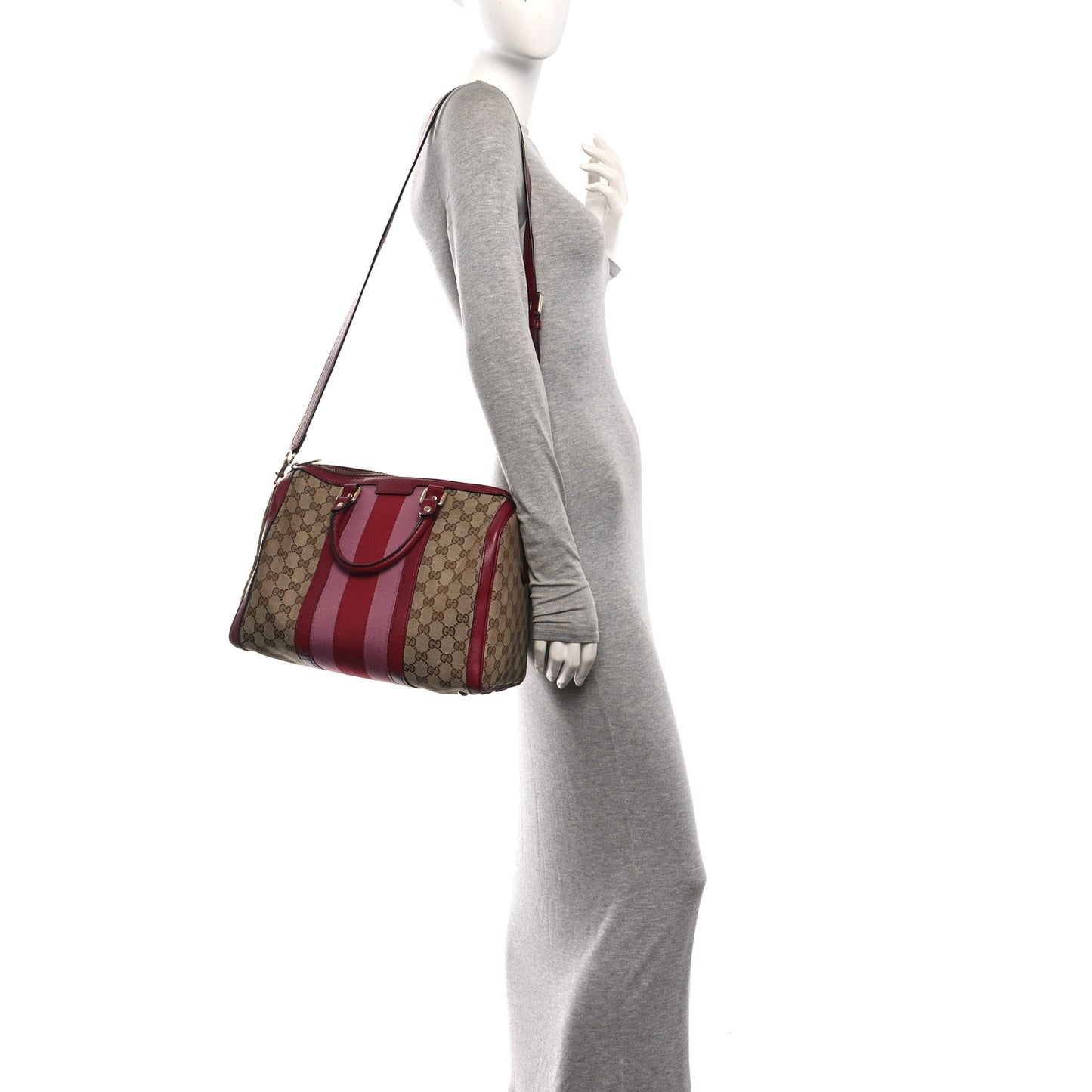 Monogram Cellarius Calfskin Vintage Web Medium Boston Beige Ebony Soft Burgundy Peonia Flower