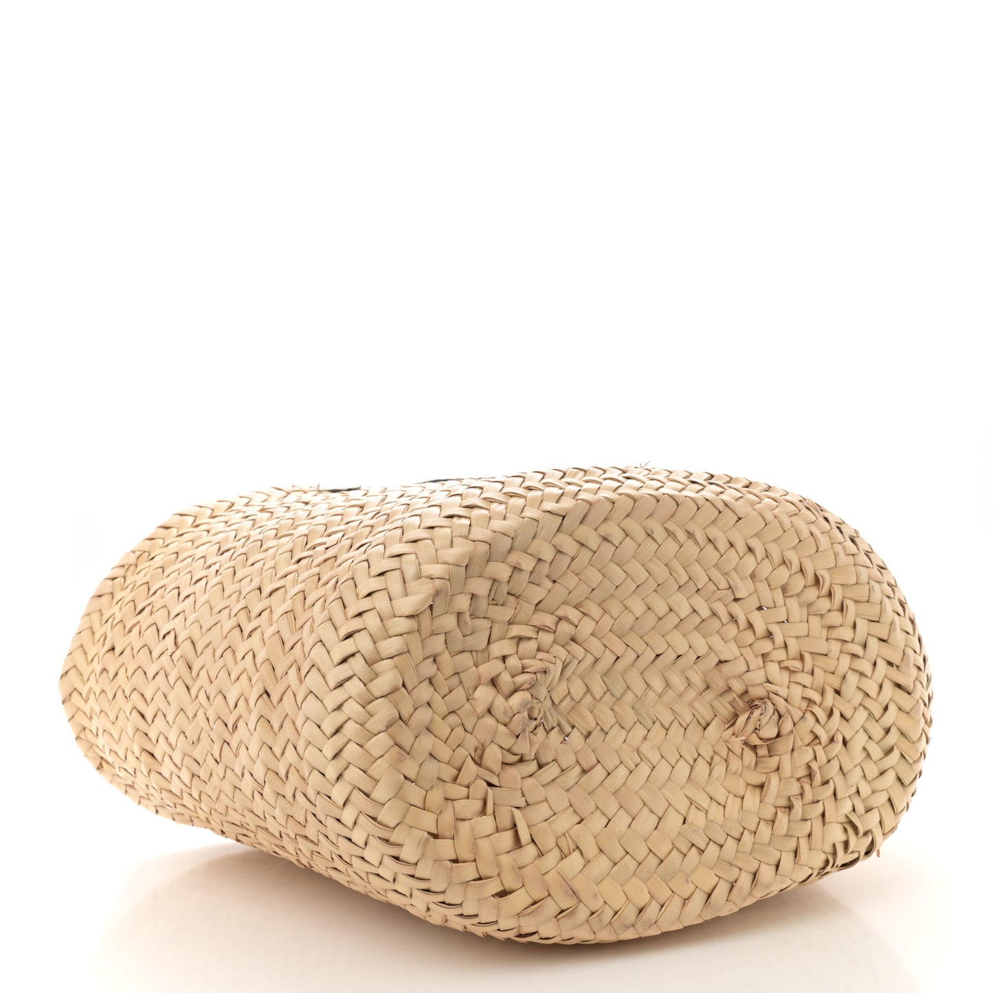 Palmitto Vitello Woven Braided Large Basket Tote Bag Naturale White