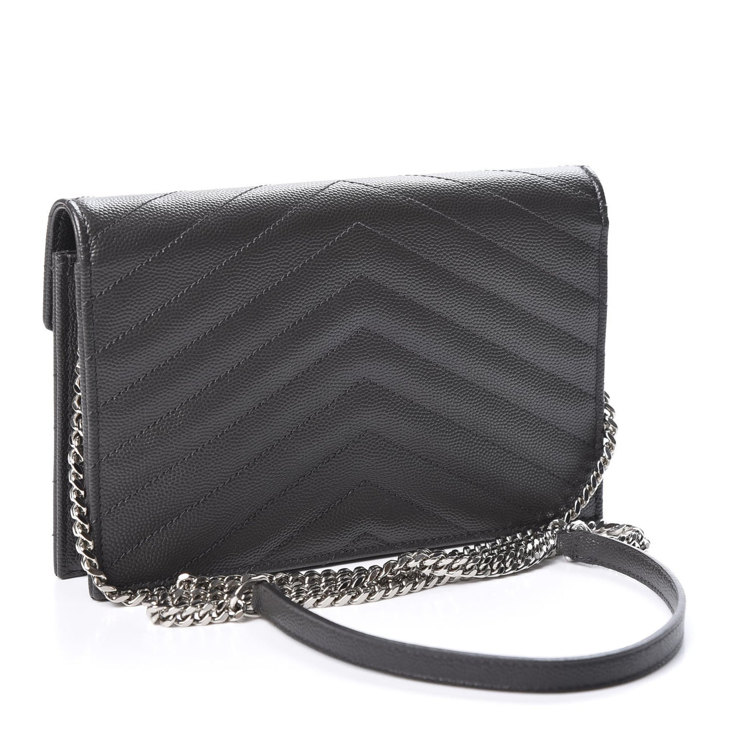 Grain De Poudre Matelasse Chevron Monogram Envelope Chain Wallet Coal