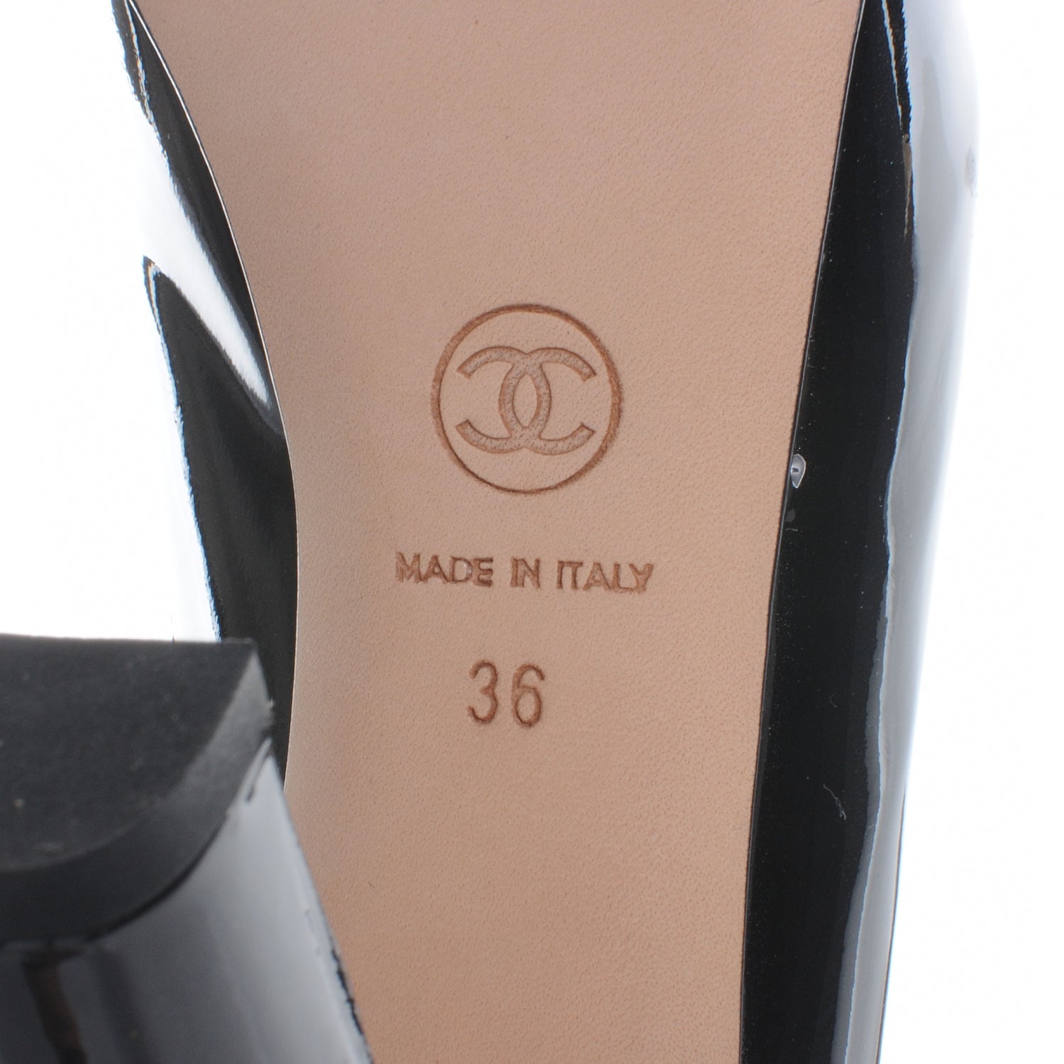 Chanel Patent Silver Cap Toe CC Pumps 36 Black 7 of 8