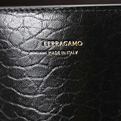 Salvatore Ferragamo Washed Calfskin Medium Hug Soft Bicolor Shoulder Bag Black Testa Di Moro 6 of 9