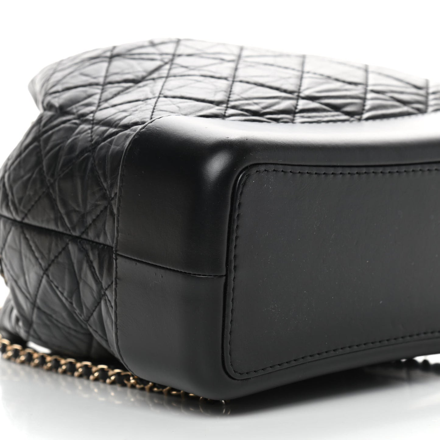 Aged Calfskin Quilted Gabrielle Backpack Black