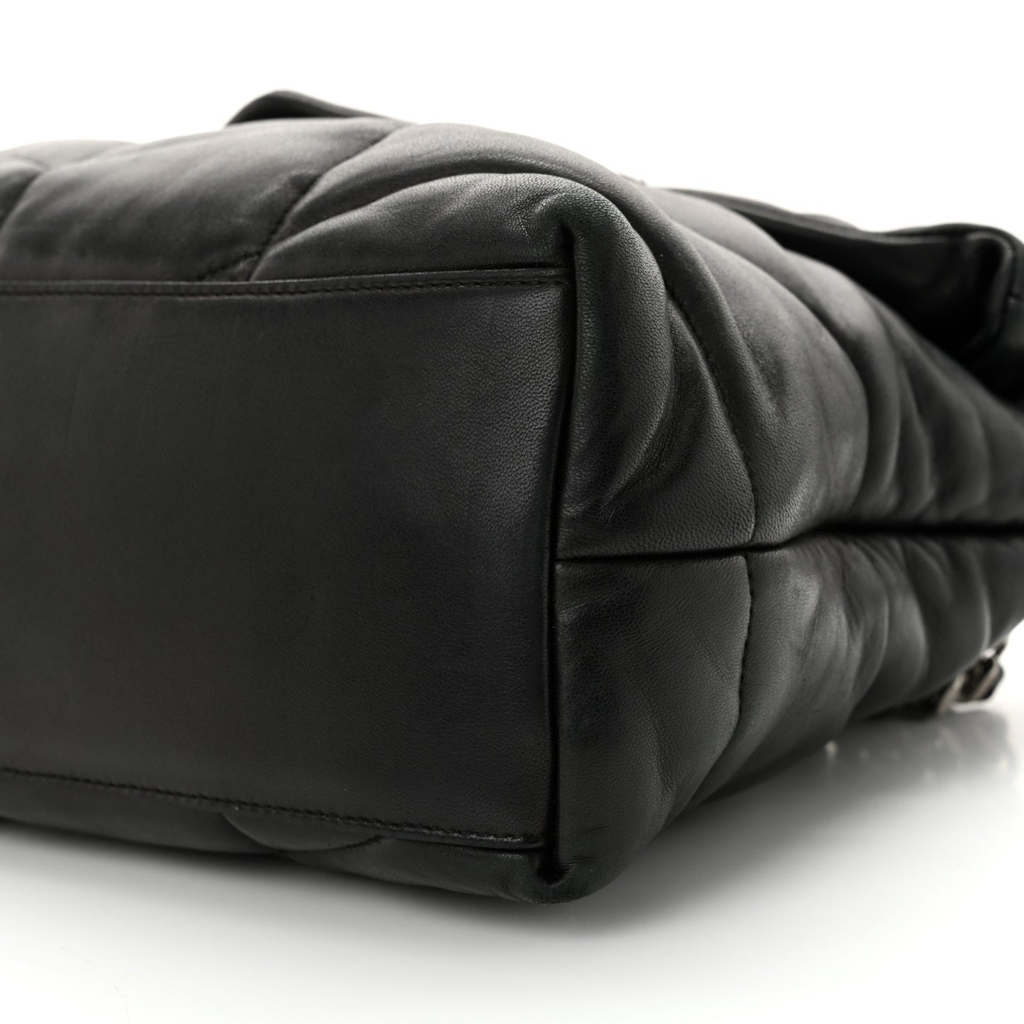 Lambskin Quilted Medium Loulou Puffer Monogram Chain Satchel Black