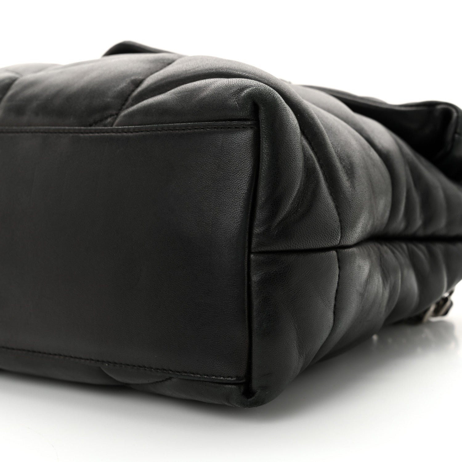 Saint Laurent Lambskin Quilted Medium Loulou Puffer Monogram Chain Satchel Black 10 of 13