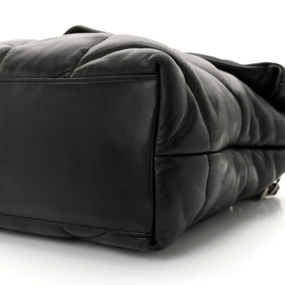 Saint Laurent Lambskin Quilted Medium Loulou Puffer Monogram Chain Satchel Black 10 of 13