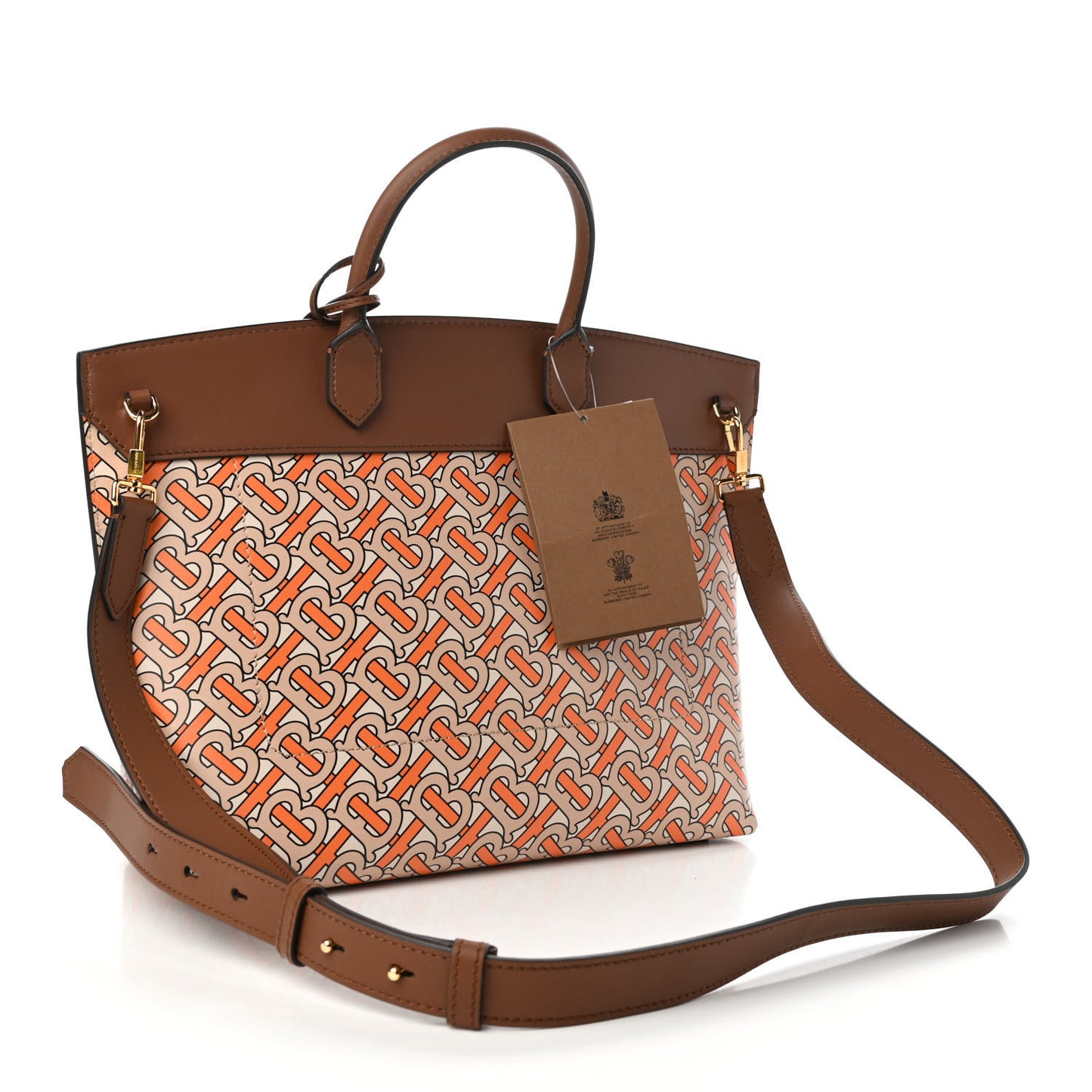 Calfskin Monogram Small Society Top Handle Bag Bright Orange