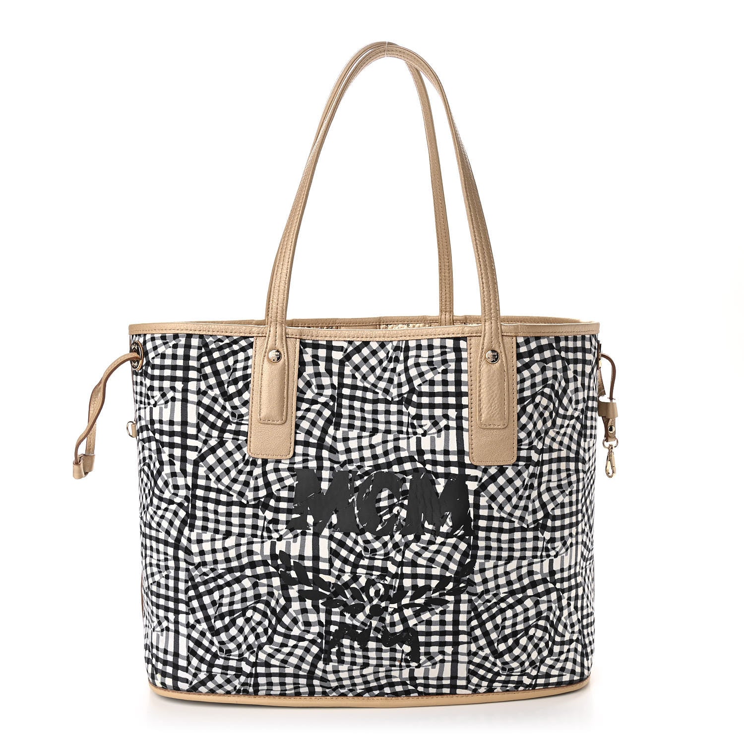 MCM Metallic Visetos Medium Liz Reversible Shopper Tote Gold 3 of 14