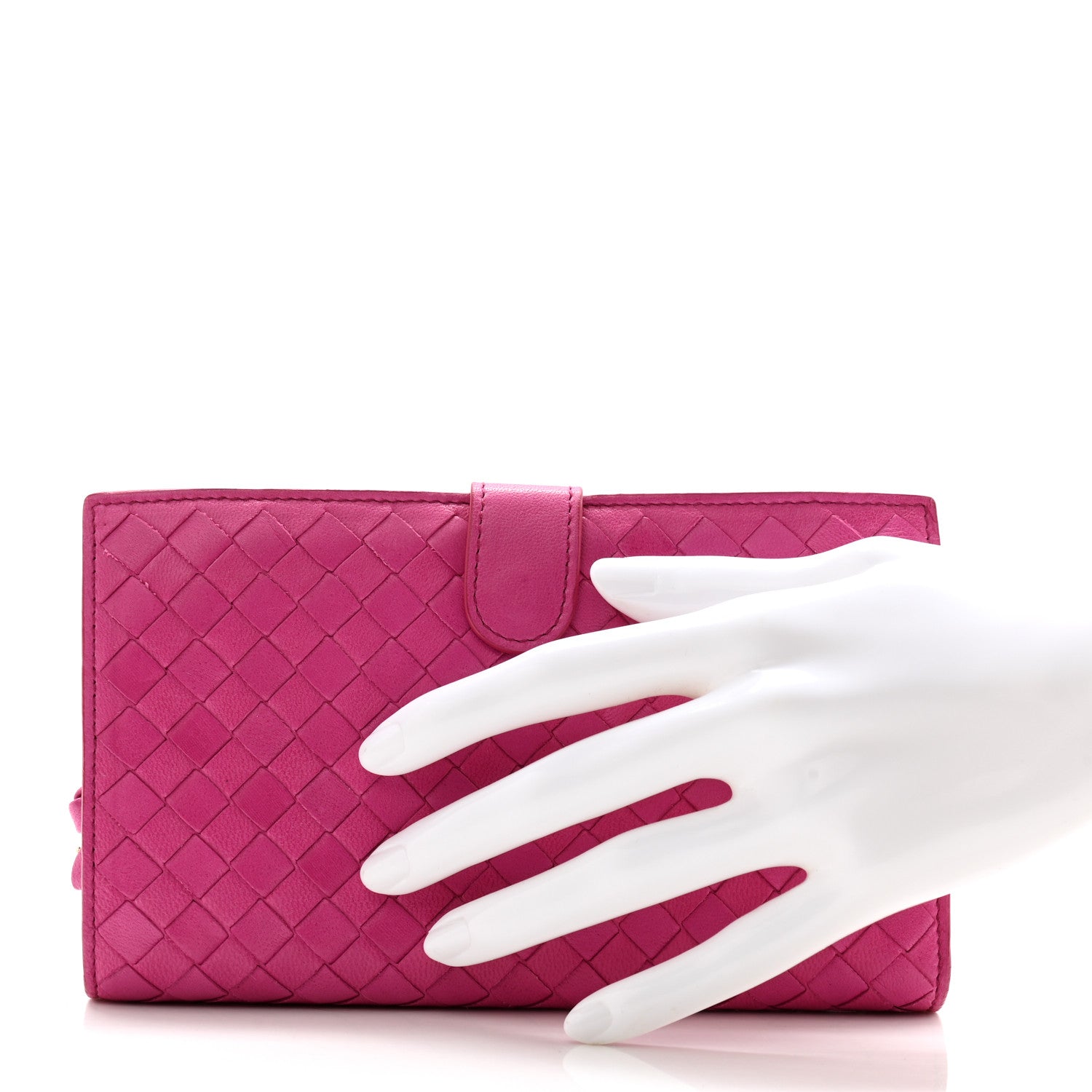 Bottega Veneta Nappa Intrecciato Continental Snap Wallet Fuchsia 2 of 9