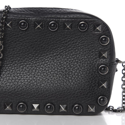 Valentino Garavani Calfskin Small Rockstud Rolling Chain Camera Crossbody Bag Black 8 of 8