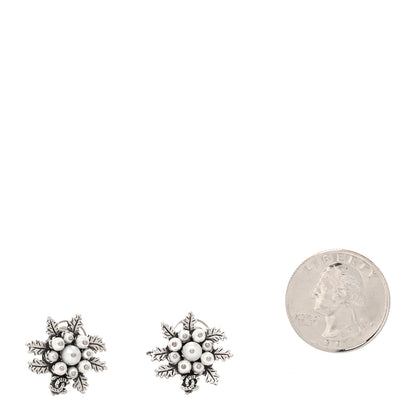 Chanel Pearl CC Leaf Clip On Earrings Silver 2 of 4