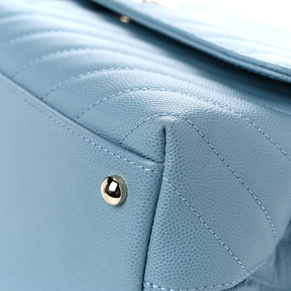 Chanel Caviar Chevron Quilted Small Coco Handle Flap Light Blue 8 of 10