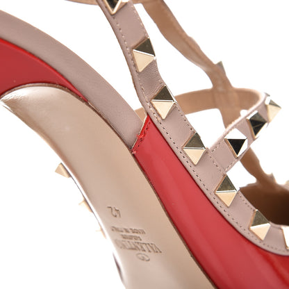 Valentino Garavani Patent Rockstud Ankle Strap Pumps 42 Red Poudre 9 of 12