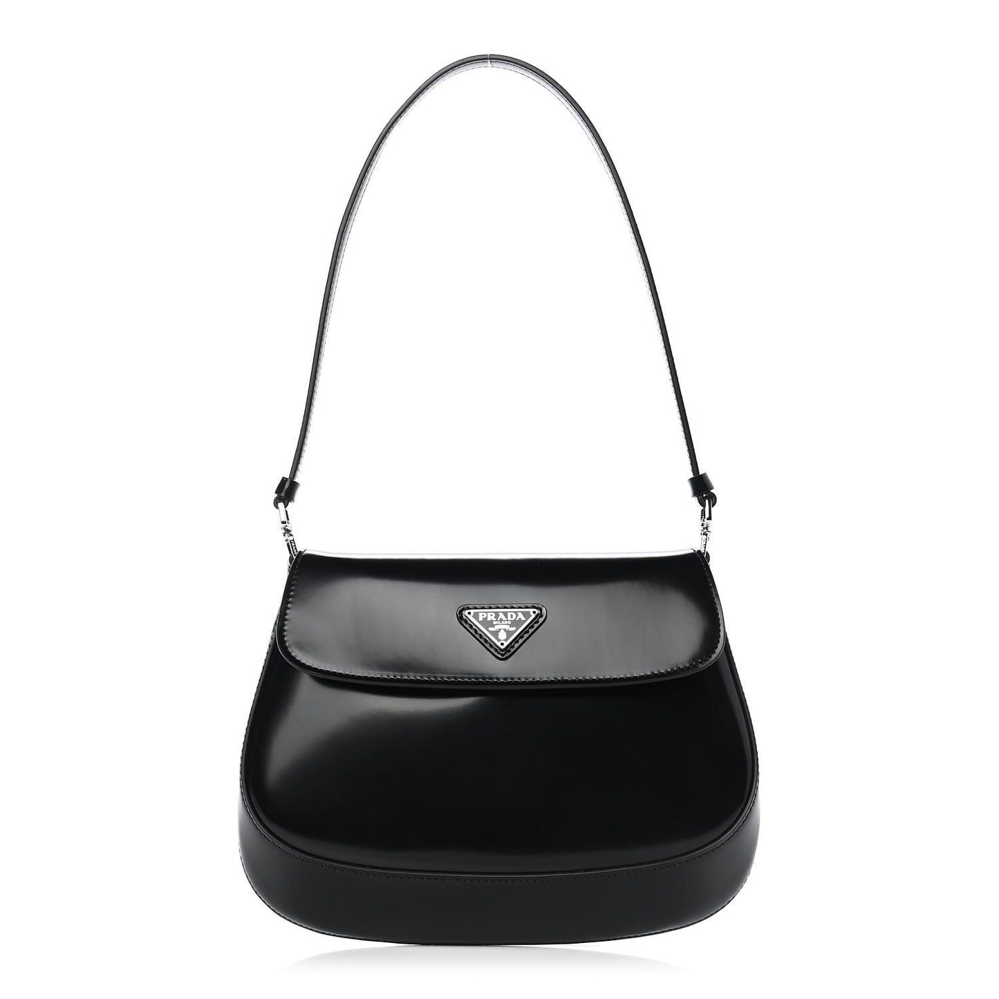 Spazzolato Cleo Flap Shoulder Bag Black