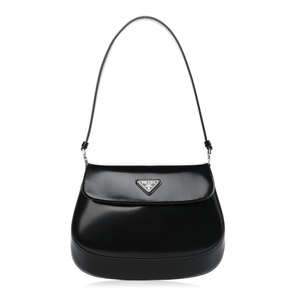 Prada Spazzolato Cleo Flap Shoulder Bag Black 1 of 9