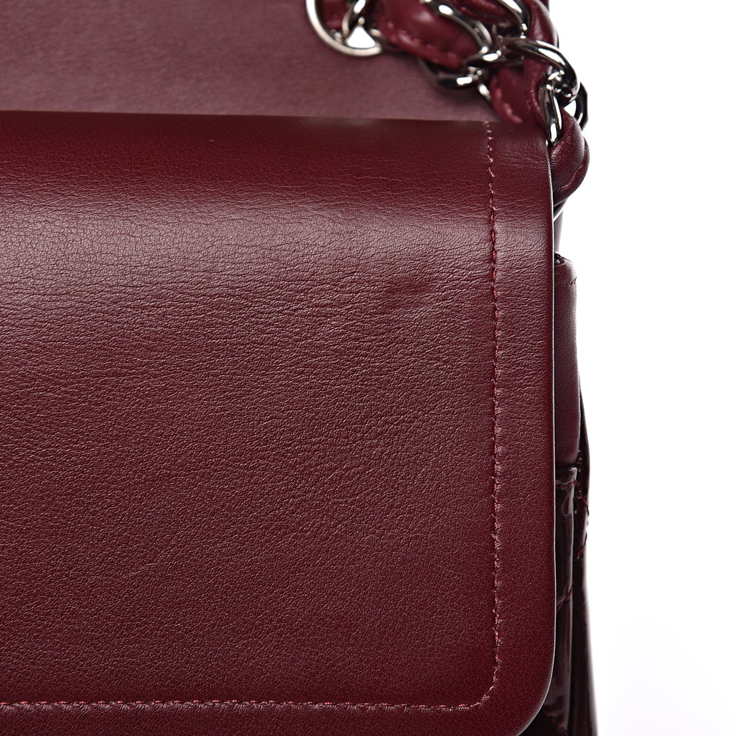 Chanel Striated Patent Quilted Jumbo Double Flap Burgundy 11 of 15
