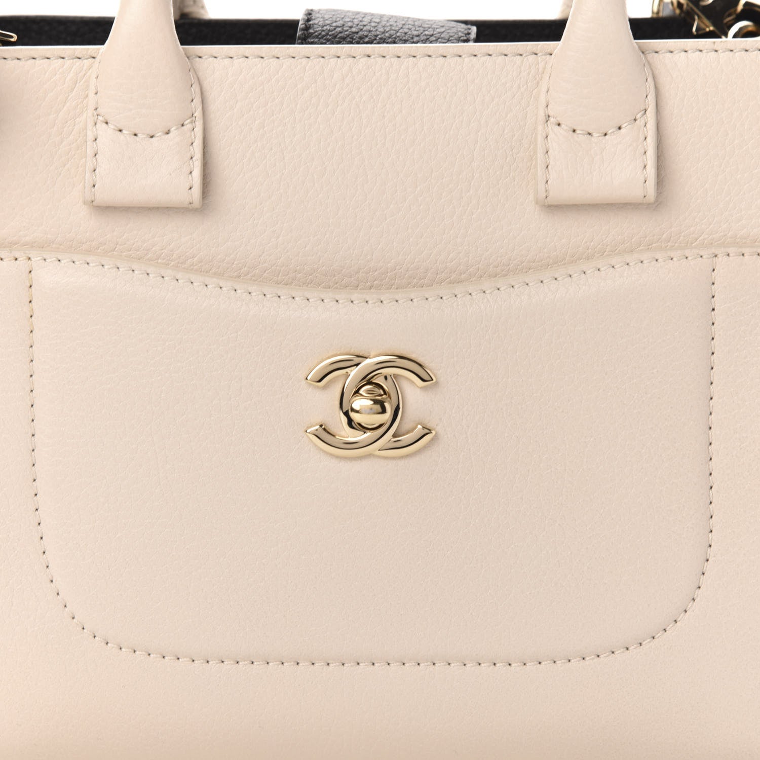 Chanel Grained Calfskin Mini Bi-Color Neo Executive Shopper Tote Beige Black 11 of 11