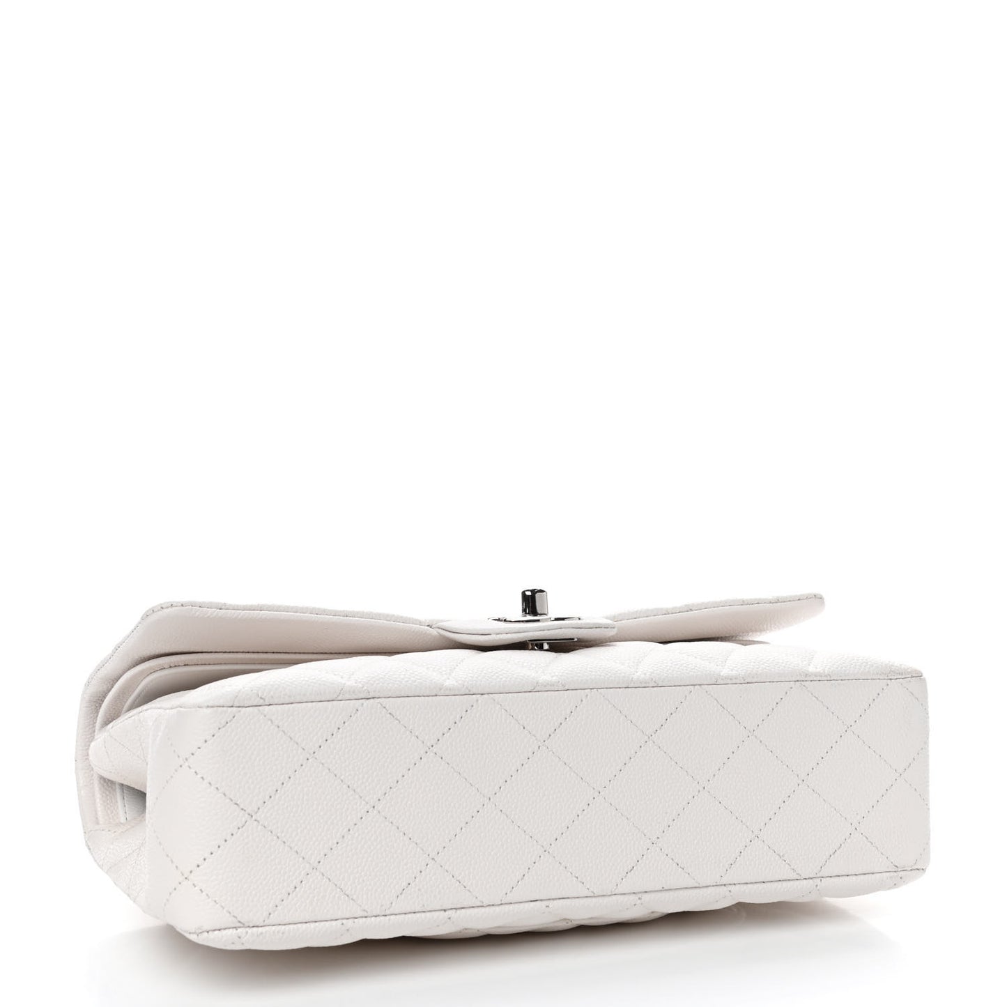 Caviar Quilted Medium Double Flap White