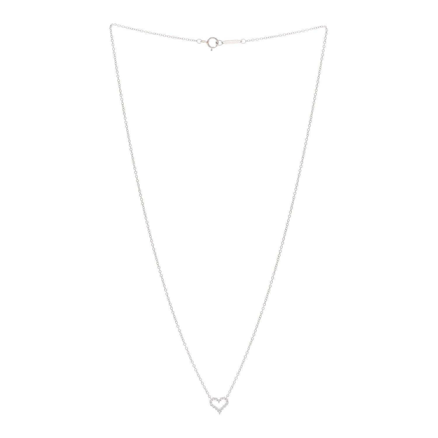 Tiffany Platinum Diamond Extra Mini Heart Pendant Necklace 3 of 5