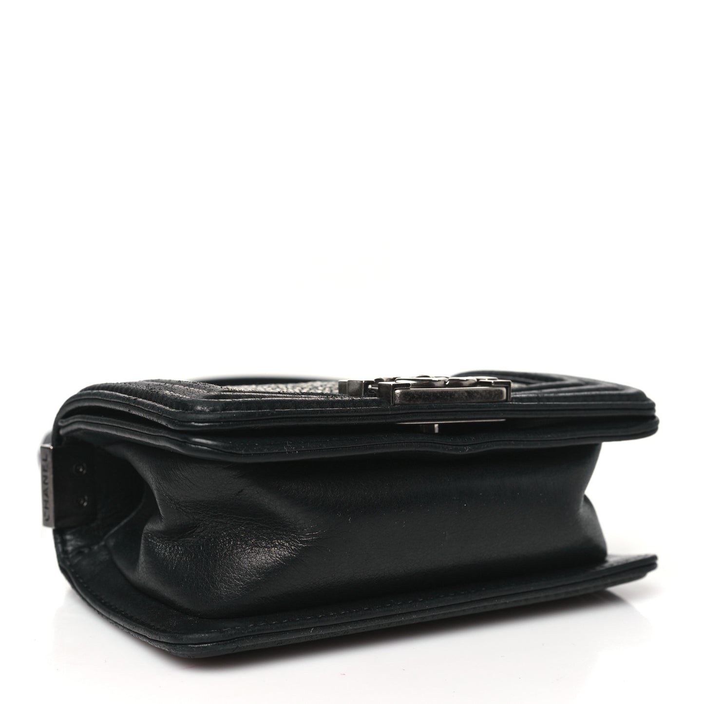 Galuchat Stingray Mini Boy Flap Black Silver