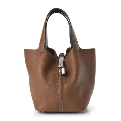 Hermes Taurillon Clemence Picotin Lock 22 MM Gold 1 of 11