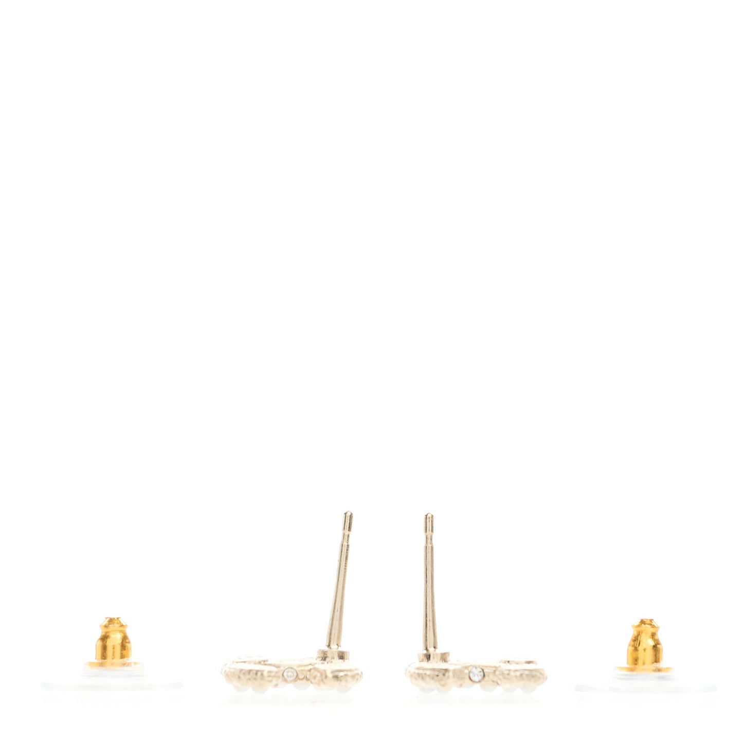 Metal Graduated Pearl Crystal CC Earrings Light Gold