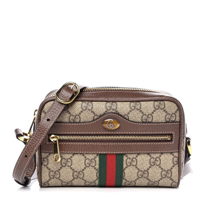 Gucci GG Supreme Monogram Web Mini Ophidia Shoulder Bag Brown 1 of 11