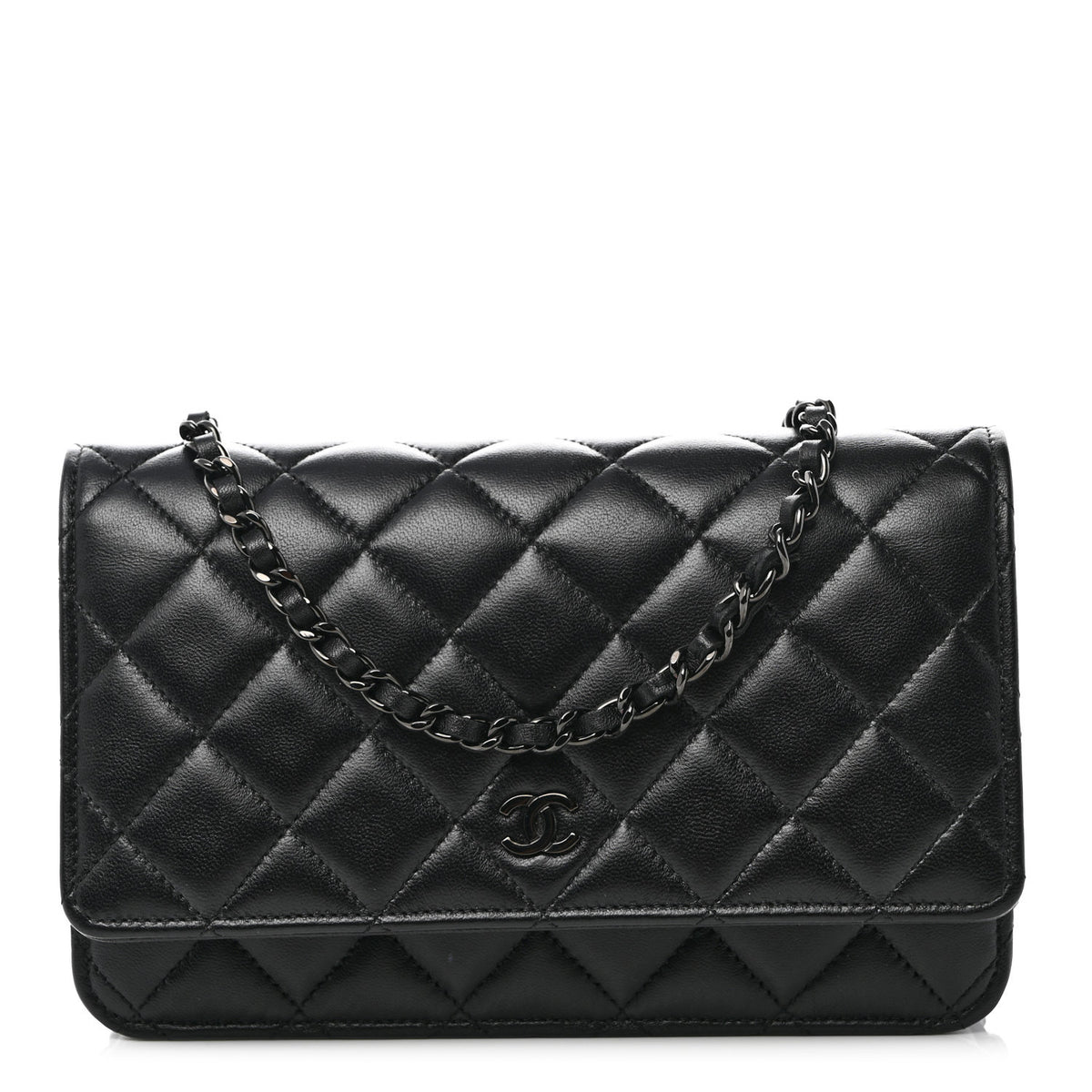 Chanel Lambskin Quilted Wallet On Chain WOC So Black 1 of 11