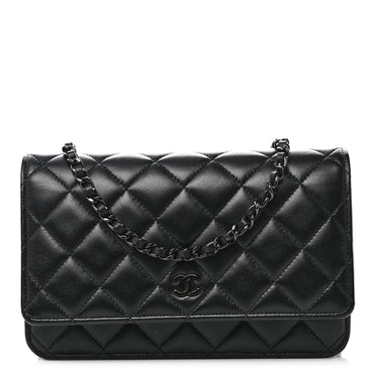 Chanel Lambskin Quilted Wallet On Chain WOC So Black 1 of 11