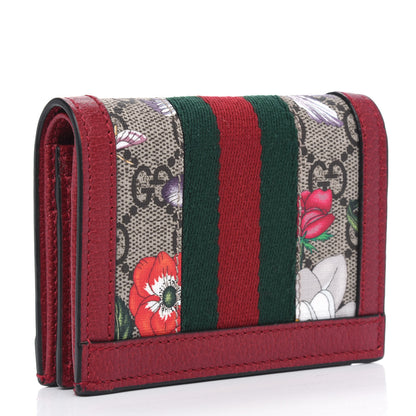 Gucci GG Supreme Monogram Flora Web Ophidia Card Case Red 2 of 4