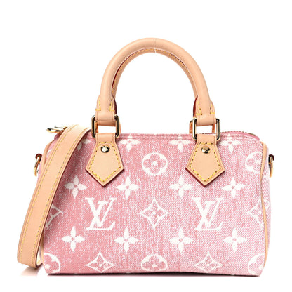Louis Vuitton Monogram Jacquard Denim Nano Speedy Bandouliere Pink 1 of 10